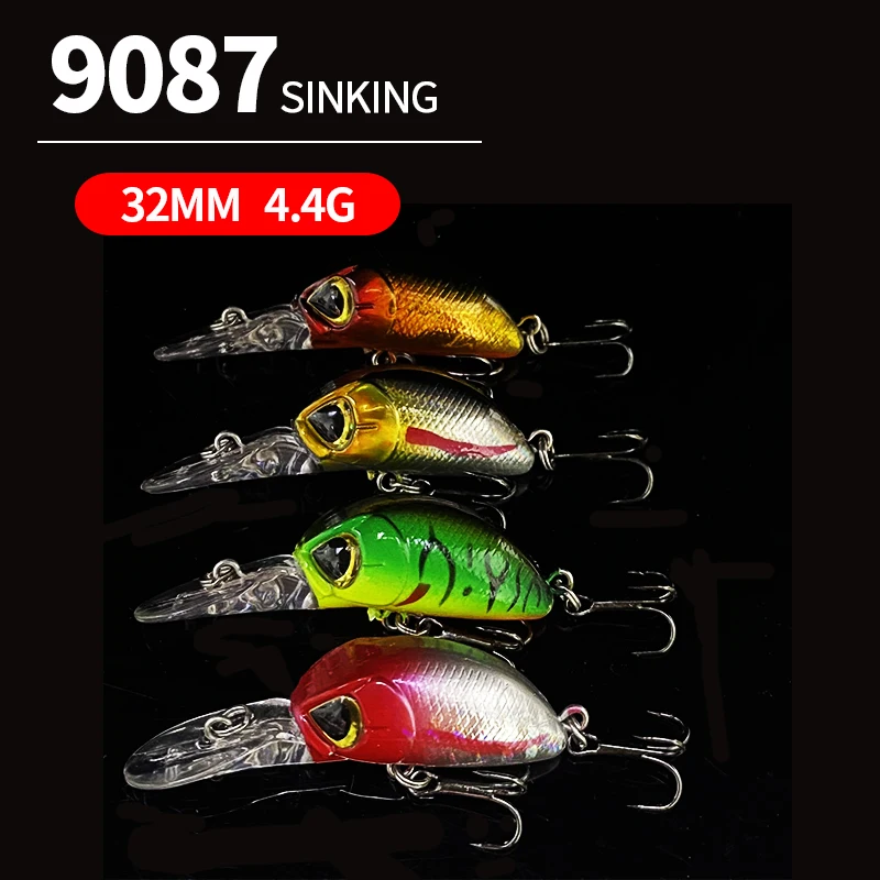 32mm 4g Mini señuelo de pesca de pececillo hundido Crankbait Wobbler cebo Artificial para Lucio Walleye Bass Swimbait accesorios de pesca - imagen 4