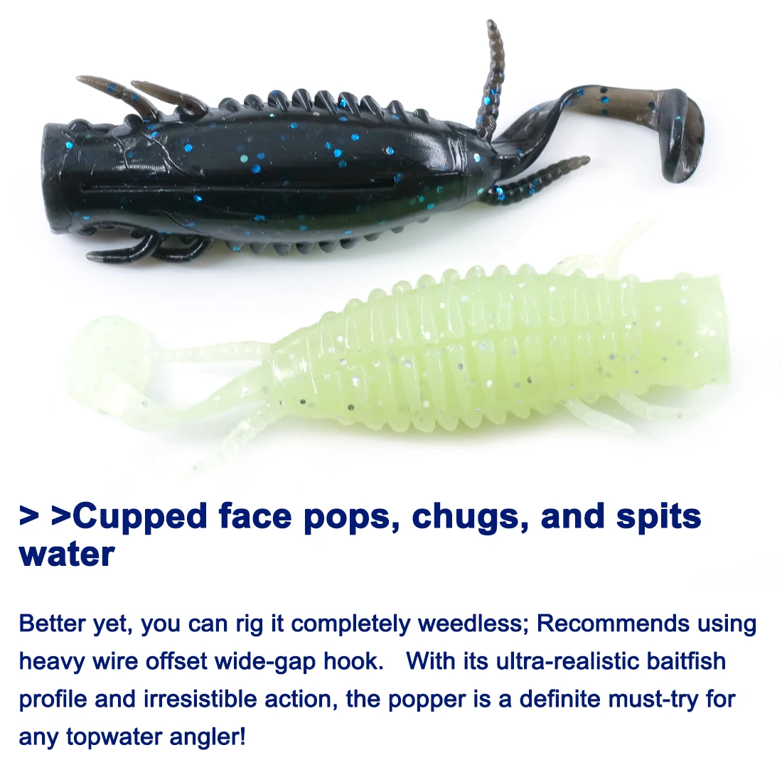 5 uds 8cm Topwater Popper señuelos blandos Señuelos de pesca de lubina Swimbaits libélula larva señuelos trucha de agua dulce Panfish bagre perca - imagen 5