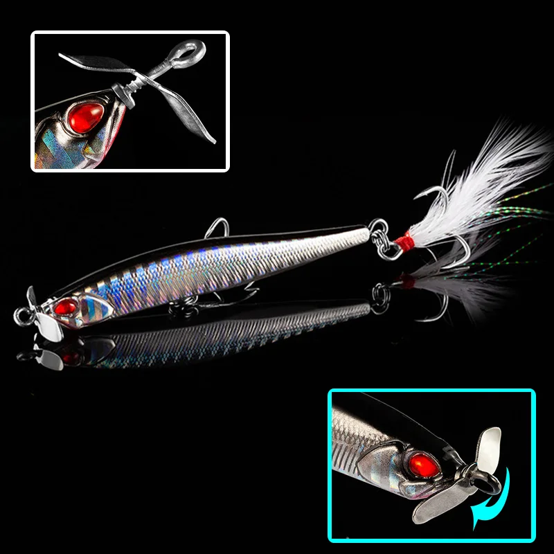 Proleurre-SEÑUELOS DE Pesca DE pececillos, modelo de hélice, 100mm, 12,5g, cebos de lápiz de hundimiento, cebos duros para Pesca de Lucio - imagen 3