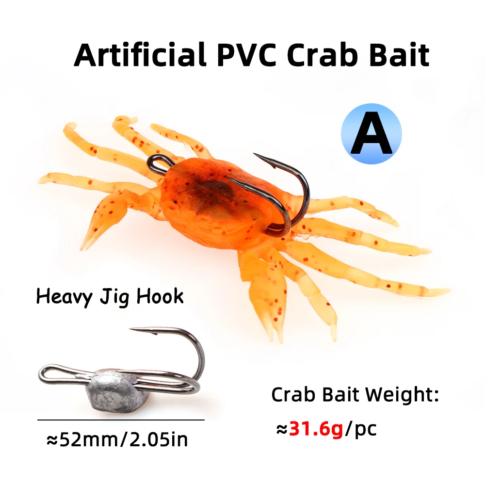 Ellllv-señuelo suave de cangrejo, equipo de pesca de mar, cebo de cangrejo Artificial de PVC, señuelos luminosos, barco, Kayak, pesca, anzuelo doble, 1 ud. - imagen 3