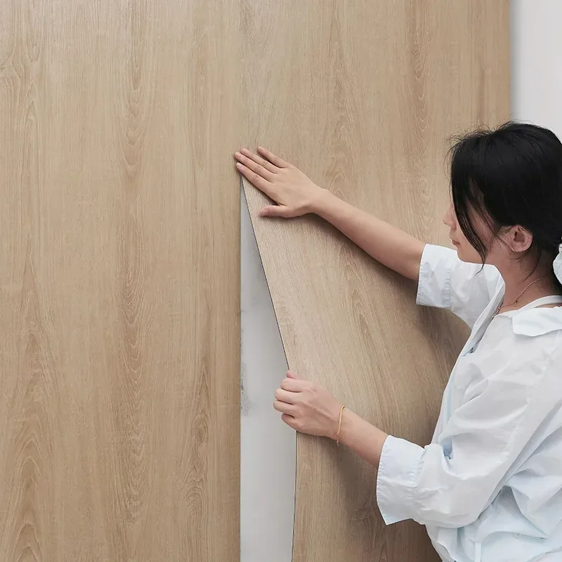 Pegatina de suelo de 40CM para decoración de dormitorio, papel tapiz de grano de madera, pegatinas impermeables, decoraciones para el hogar, papel tapiz adhesivo para pared - imagen 3