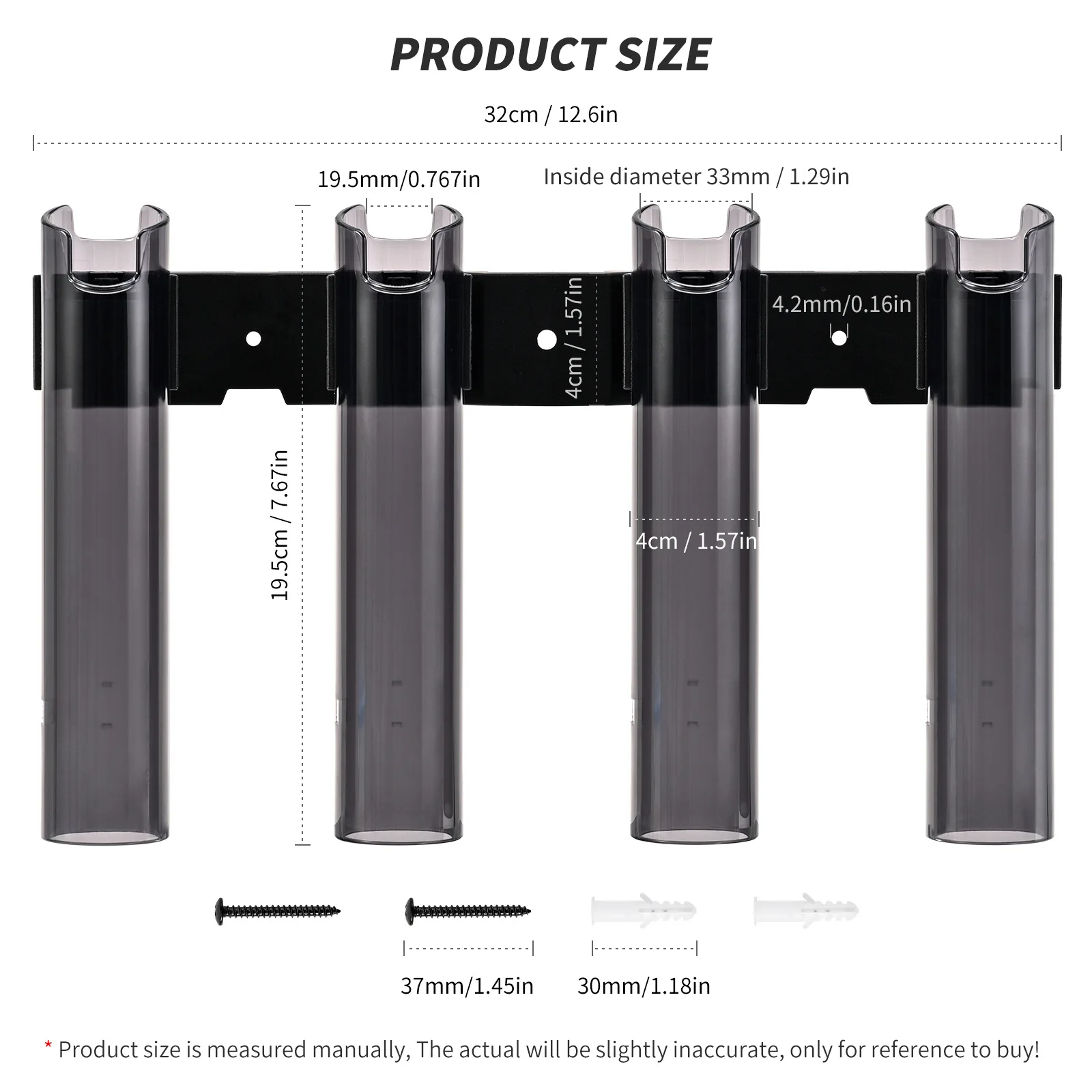 Soporte para caña de pescar, soporte para caña de pescar de 4 tubos que se adapta a caña giratoria o fundida, soporte para caña de pescar montado en la pared para almacenamiento de garaje - imagen 2