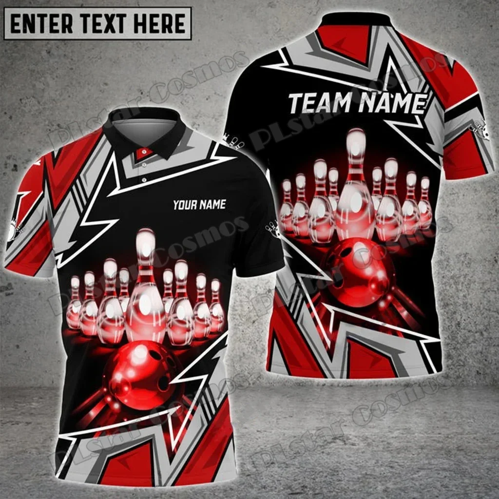 Polos de bolos y alfileres para hombre, Polo Multicolor con nombre personalizado, estampado 3D, Polo Unisex informal de verano PLP49 - imagen 5