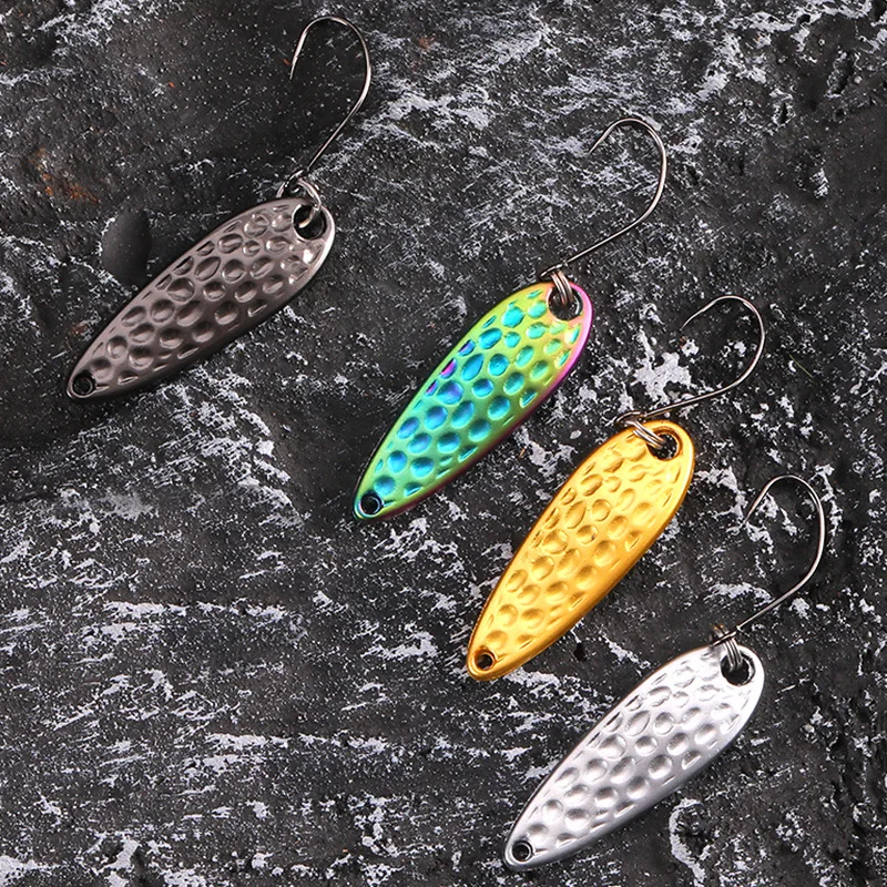 Señuelo de cuchara de pesca, plantillas de lentejuelas de cratera de meteorito, 2,5g, 3,5g, 5g, anzuelos individuales VIB de Metal fundido largo, lote de 3 piezas en oferta - imagen 5