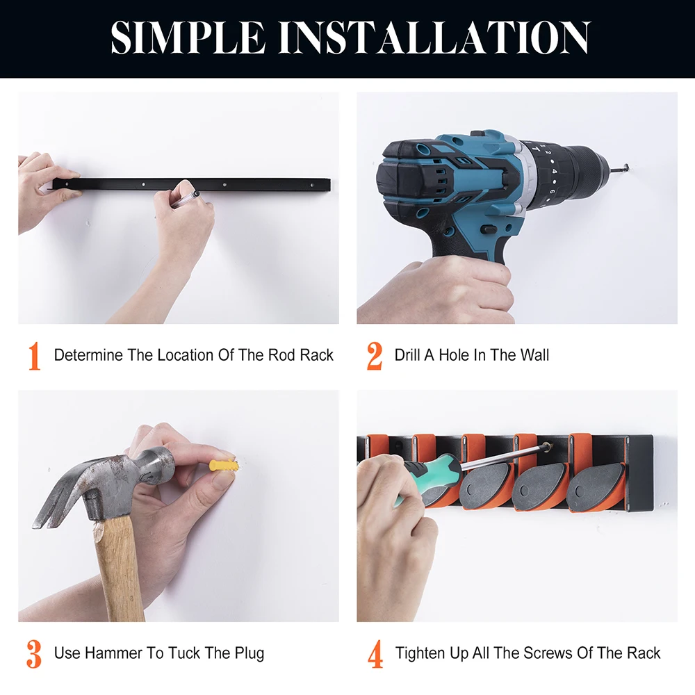 Goture-Soporte de caña de pescar de montaje en pared, accesorio Vertical, resistente, ahorro de espacio, fácil de instalar - imagen 5