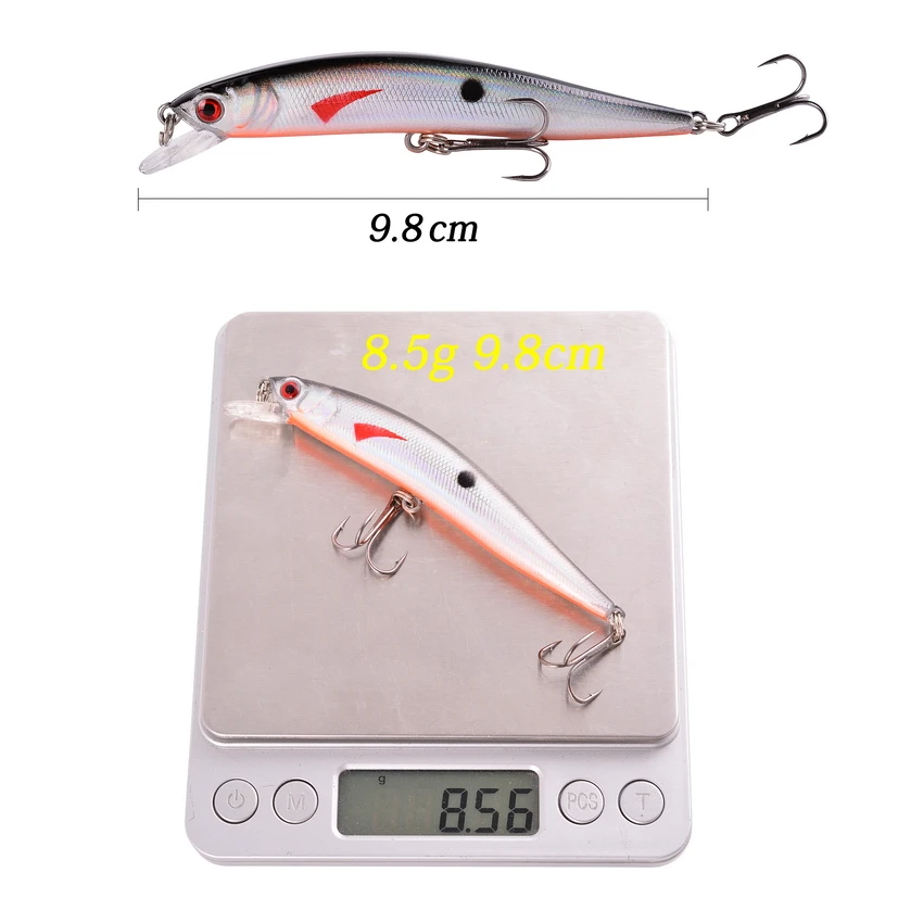 Juego de Señuelos de Pesca de pececillos, 5 piezas, 98mm, 8,5g, anzuelo flotante duro, Crankbait, carpa a rayas, aparejos de Pesca SwimBait - imagen 3