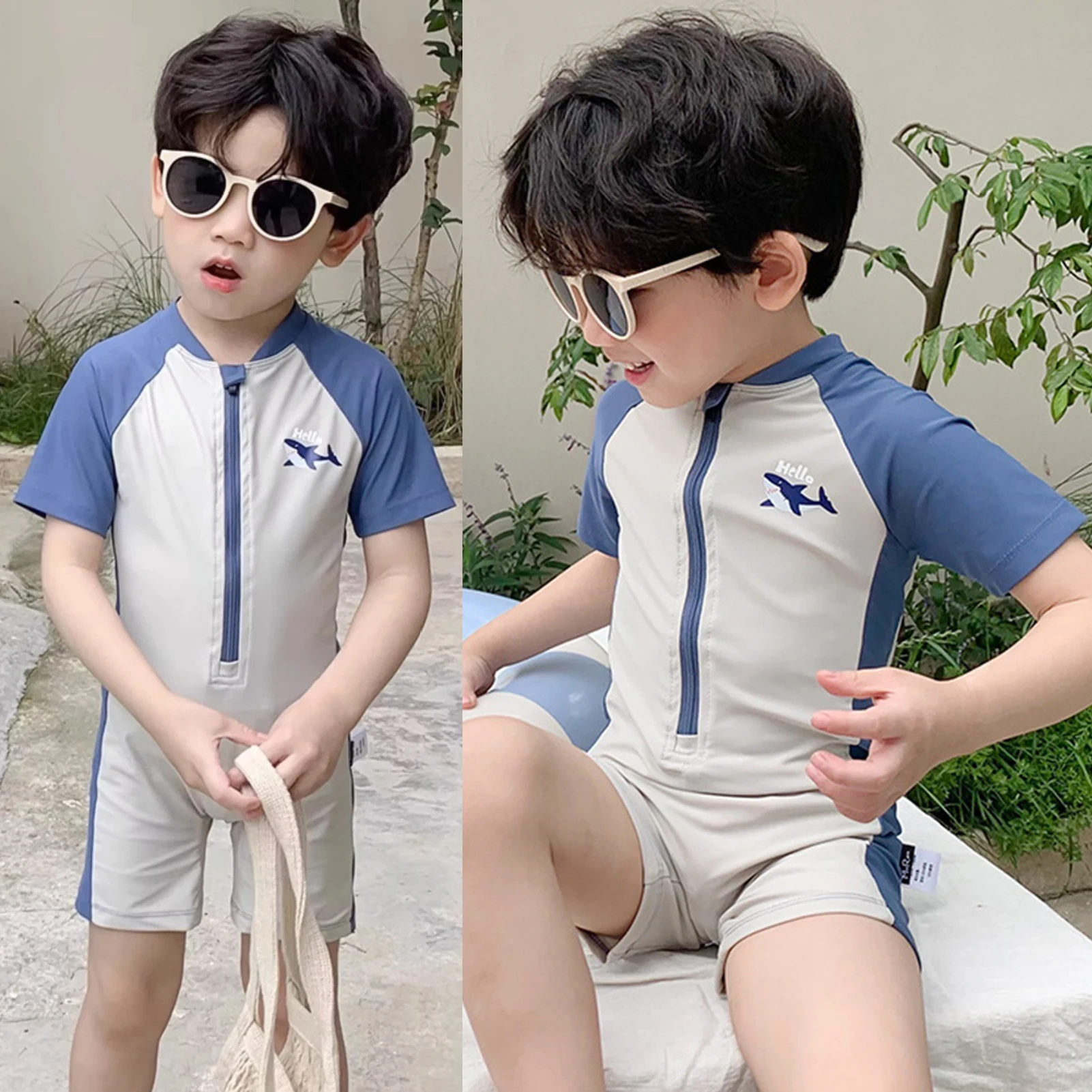 Traje de neopreno infantil manga corta – Cremallera, una pieza para bebés - imagen 4