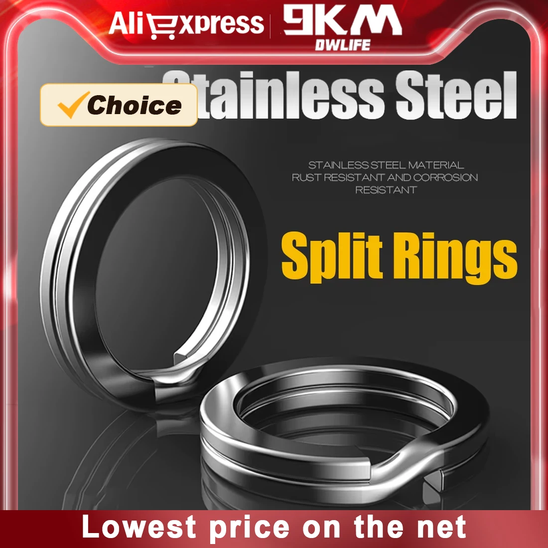 9KM 30 Uds anillos divididos pesca anillos de señuelo de acero inoxidable conectores de aparejos terminales de agua salada