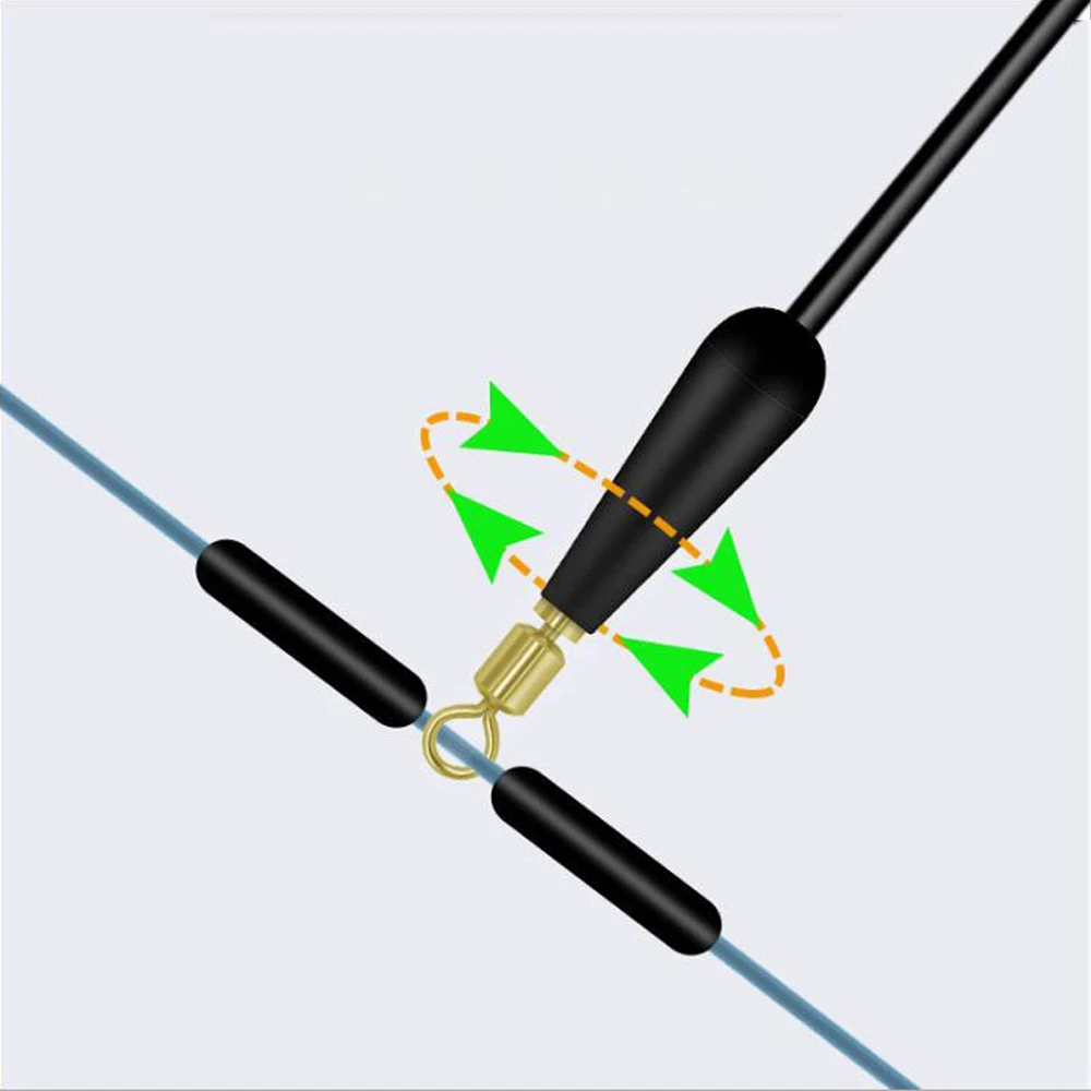 DNDYUJU 50X bloque de equipo de pesca rotación deriva flotadores de pesca accesorio Bobber herramientas de goma de cobre flotador de pescado Base de flotador de pesca - imagen 5
