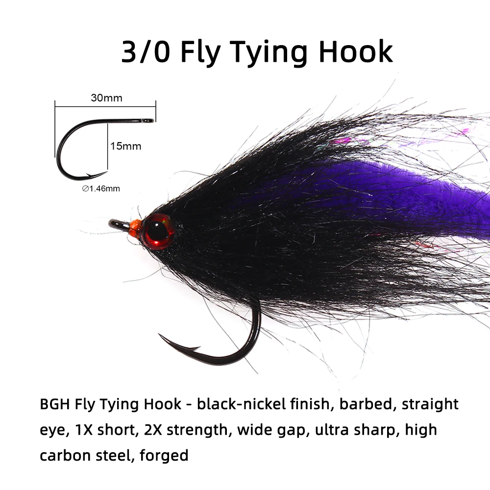 2 uds/6 uds. # Anzuelo para atar moscas, gran juego, cola de dragón pequeña, moscas, Lucio, almizcle, agua salada, cebo, pesca, 3/0 - imagen 3
