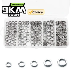 Kit de anillos divididos de pesca de 9KM, 150/250 Uds., anillos de señuelo de agua salada de acero inoxidable, aparejos terminales, conectores de pesca