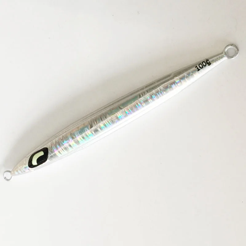 Señuelo de pesca de mar profundo de hundimiento rápido, señuelo de Jigging de Metal a rayas brillantes, cebo Artificial luminoso para atún, aparejos perfectos, 100g-150g - imagen 4