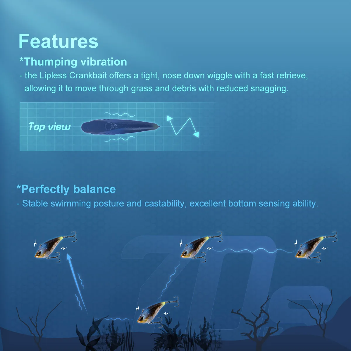 NOEBY Crankbait sin labios 7cm 17,5g sonajero hundido VIB vibración Wobblers Bass Pike perca Zander señuelos duros artificiales - imagen 5