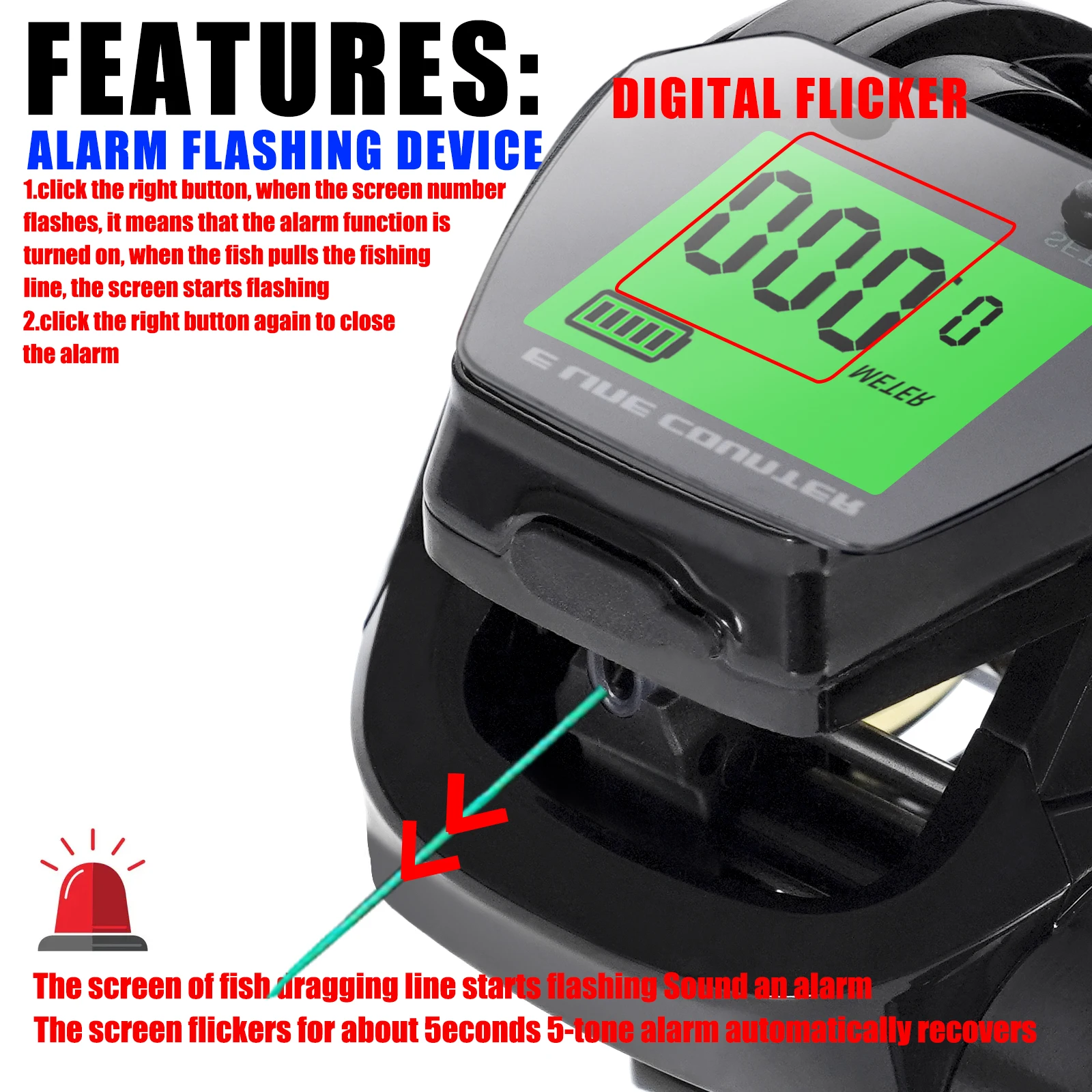 Carrete Baitcasting Electrónico con Pantalla LED 7.2:1 – 10kg - imagen 4