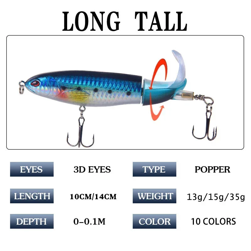 Whopper Popper Senuelo Topwater con Cola Giratoria - imagen 3