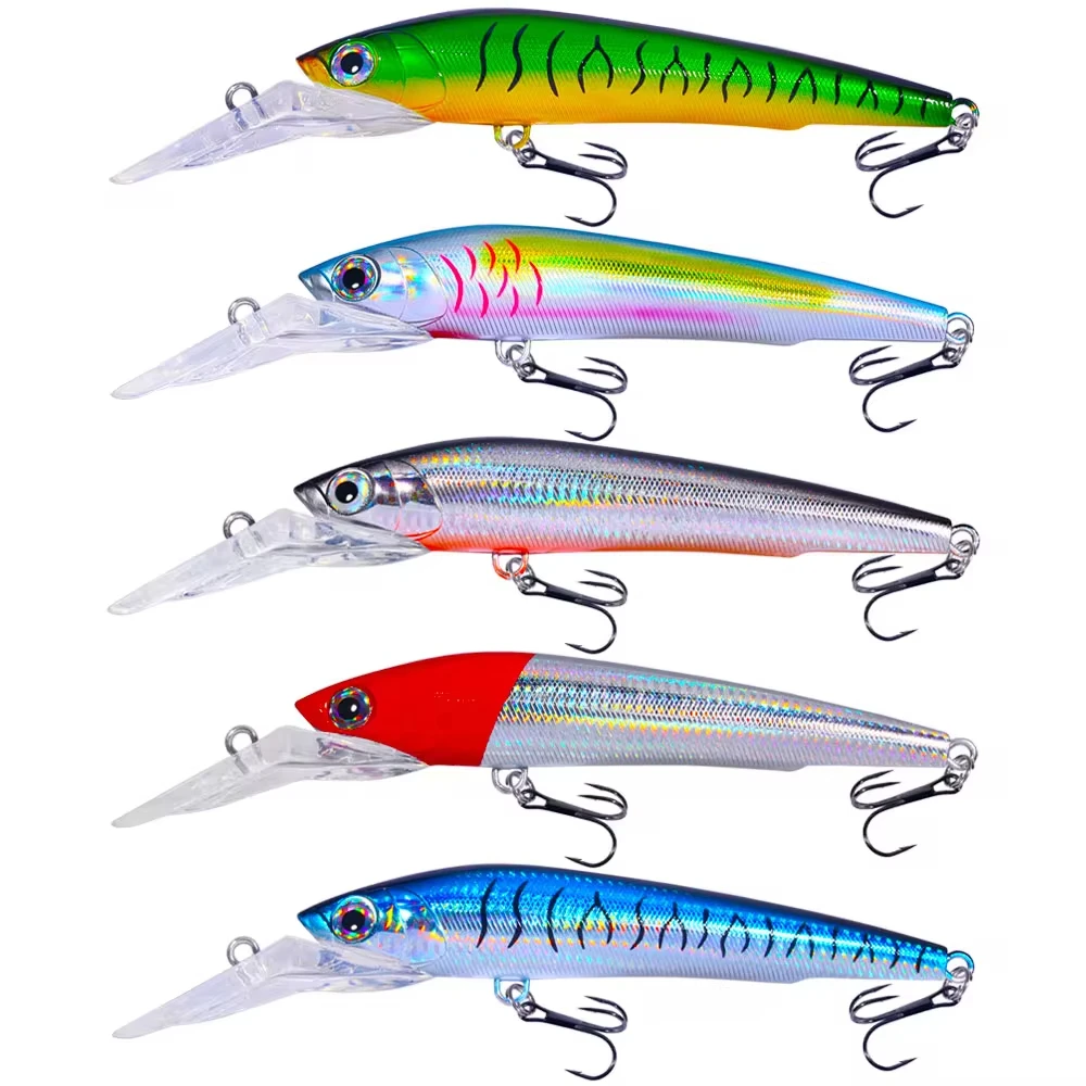 Barra de señuelo de pesca en el mar, cebo duro Artificial para curricán de lubina, artículos de pesca en el mar, pececillo grande, Wobblers, 95g - imagen 3