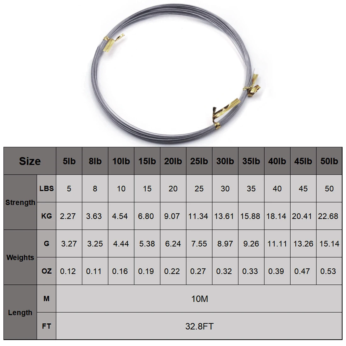 STBT-Alambre de pesca de 7 hebras, alambre de acero inoxidable, alambre de arrastre de 10M, anzuelos para Señuelos de Pesca, aparejos de conexión con 20 Uds. De manguitos de engarzado - imagen 2