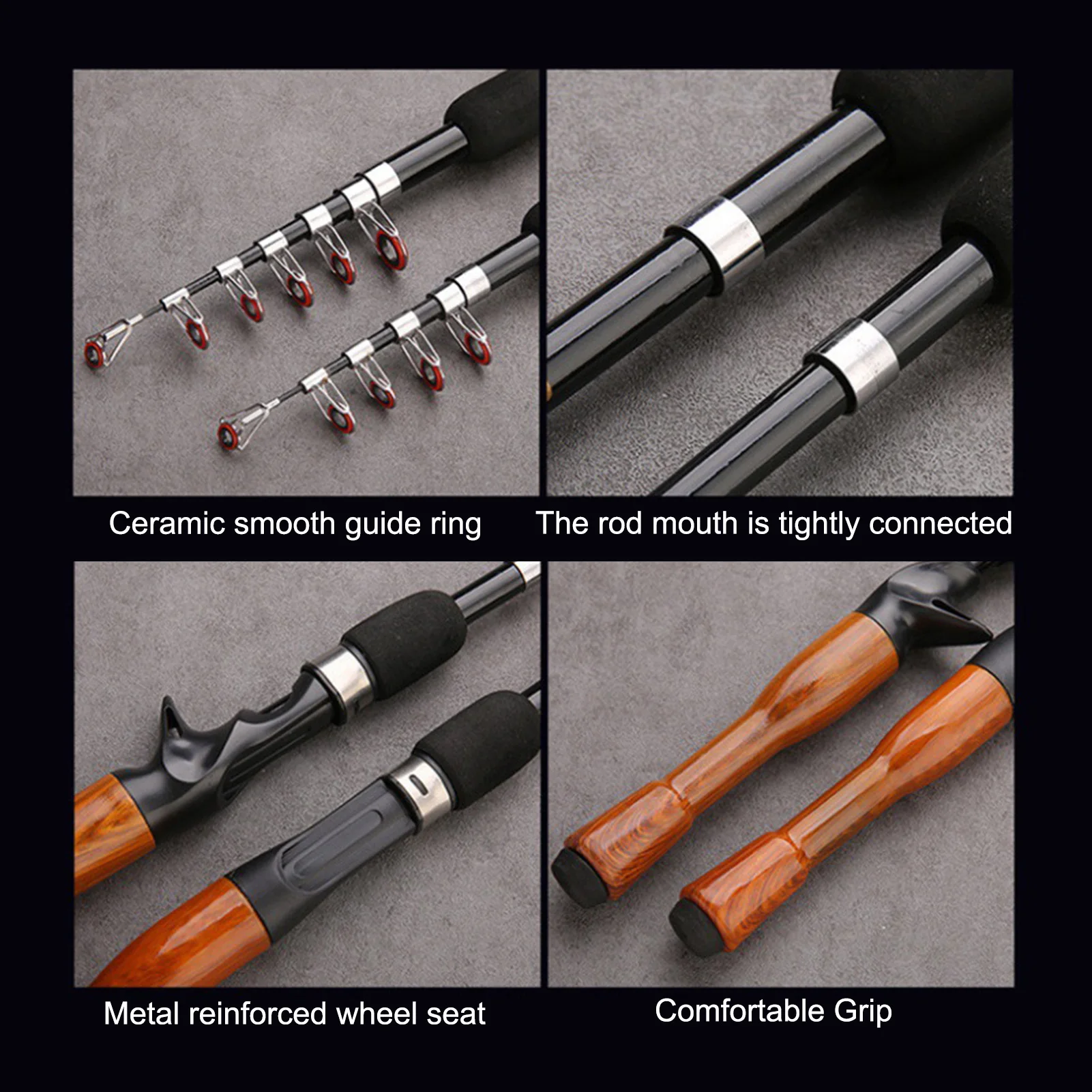 Caña de pescar telescópica portátil, caña de mano ultracorta de 1,3-1,8 m, caña de pescar especializada de fibra de vidrio duradera para pesca en hielo, engranajes para peces - imagen 5