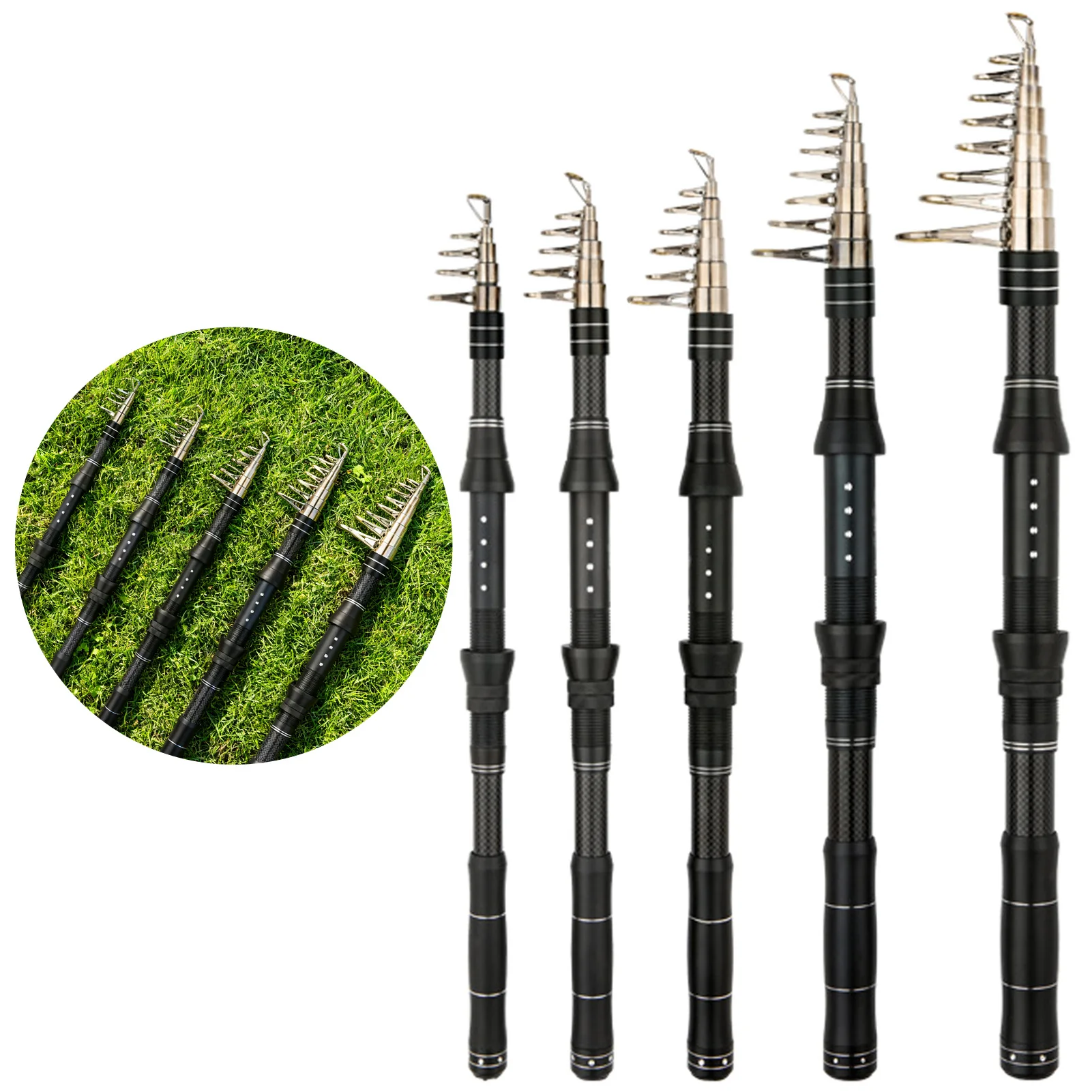 Caña de pescar telescópica portátil, caña de pescar Universal de fibra de carbono Luya de 1,8/2,4/3,0 m para uso en agua dulce y salada - imagen 2