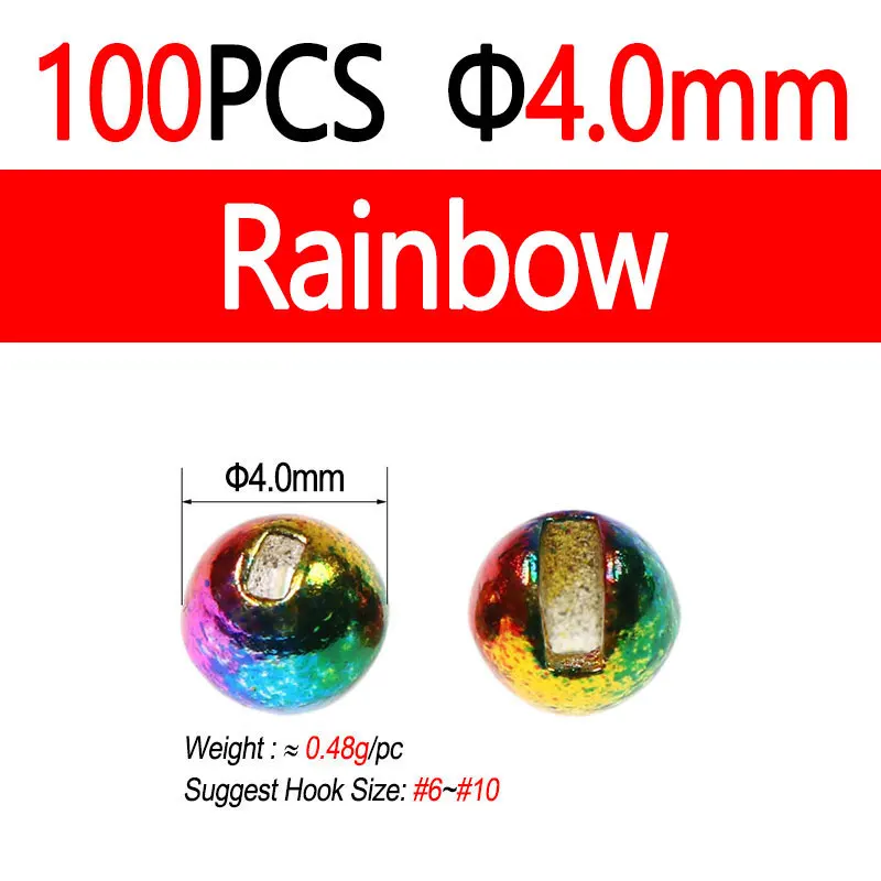100pcs 4.0mm Rainbow