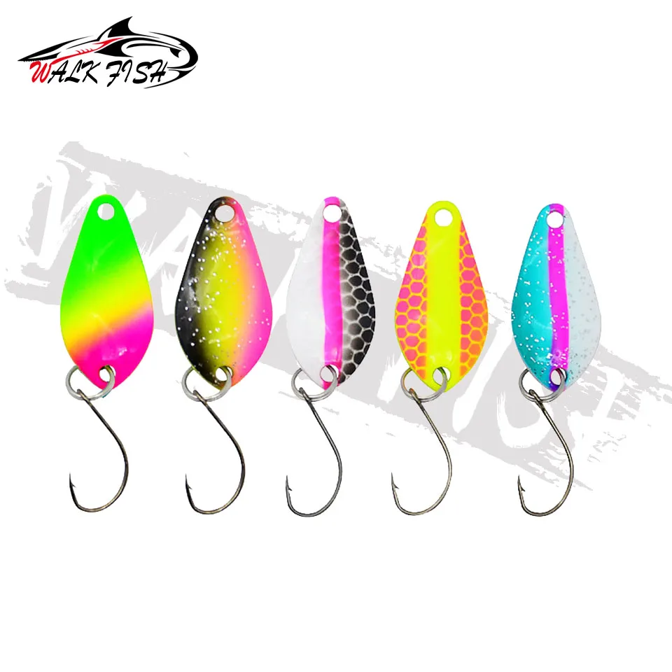 WALK FISH 1 Uds cebo cuchara para trucha 2g 3g 3,5g señuelo de pesca de Metal con un solo gancho cebo duro señuelos trucha perca Chub salmón - imagen 5