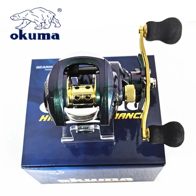 OKUMA-Rueda de gotas camaleón con copa de alambre de Metal, carrete de cebo de dragón máximo de 10KG, freno doble, 7 + 1 BB, carrete de pesca de alta velocidad - imagen 2