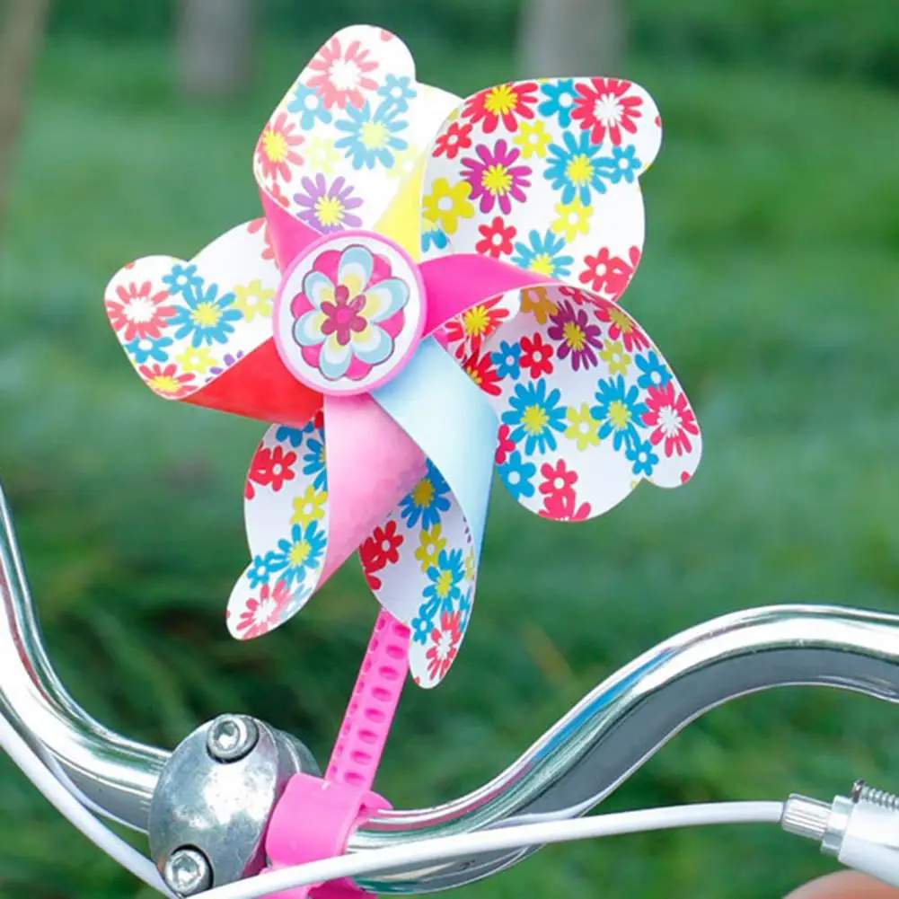 Molinillo de viento decorativo para bicicleta, Polo de bicicleta de dibujos animados de manillar largo/corto, flor de corazón de amor, accesorios de ciclismo para niños
