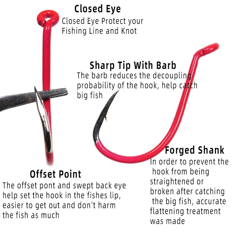 WIFREO-anzuelos de pesca luminosos de acero rico en carbono, fluorante UV, cebo de pico de pulpo, accesorios para anzuelos de agua salada # 10- # 10/0 - imagen 5