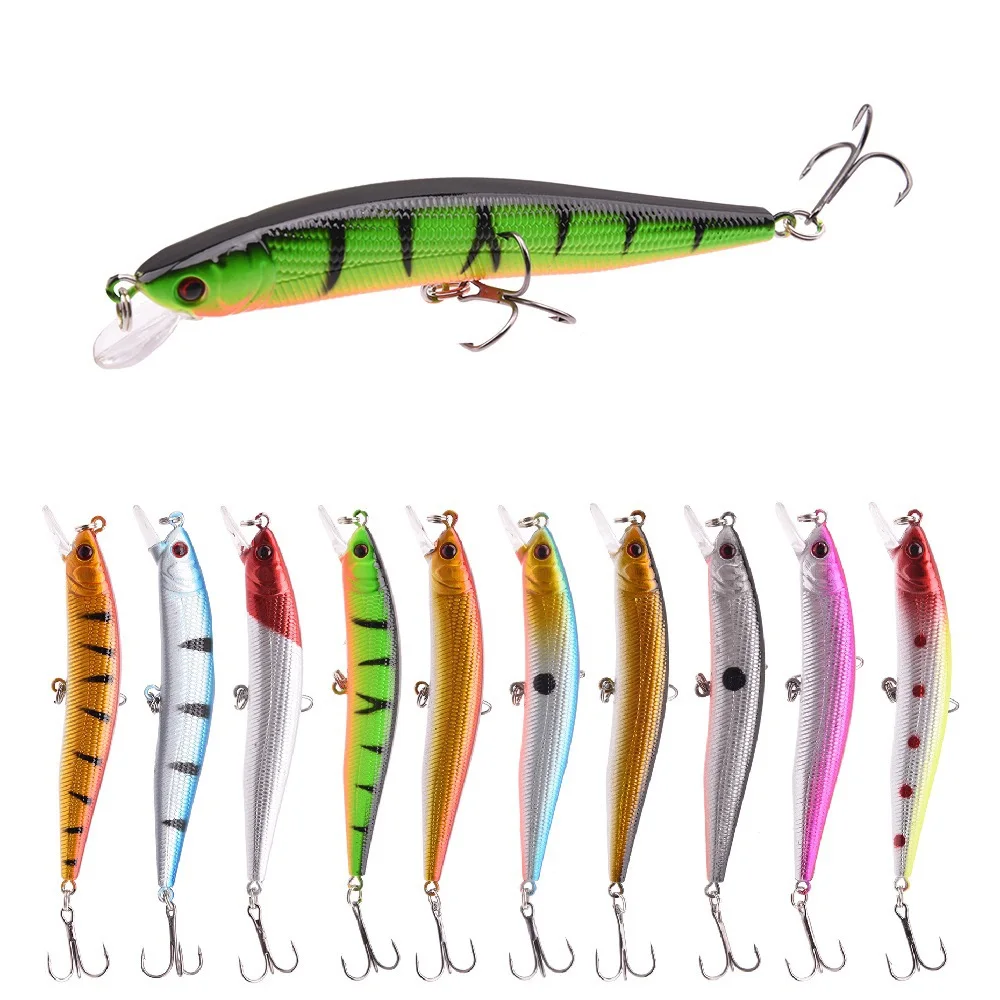 Señuelo de pesca flotante Minnow, 10cm, 9,5g, ojos 3D, Crankbait Wobblers, cebo duro de plástico Artificial, Lucio, Jerkbait, aparejos de pesca - imagen 5