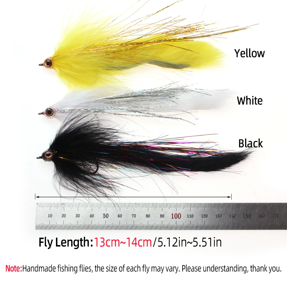 Wifreo 1pc/3pcs Rabbit Strip Zonker Streamer Fly Fish Mask Head 3D Epoxy Fish Eye Suspending Saltwater Streamer Fly Trout Lure - imagen 3