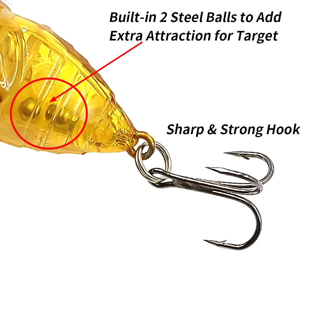 Señuelos de Pesca Popper de 2 piezas, 4cm, 6g, señuelo duro, simulación de Cicada Wing, insecto biónico, Topwater, Wobbler, cebo Artificial, Crankbaits - imagen 3