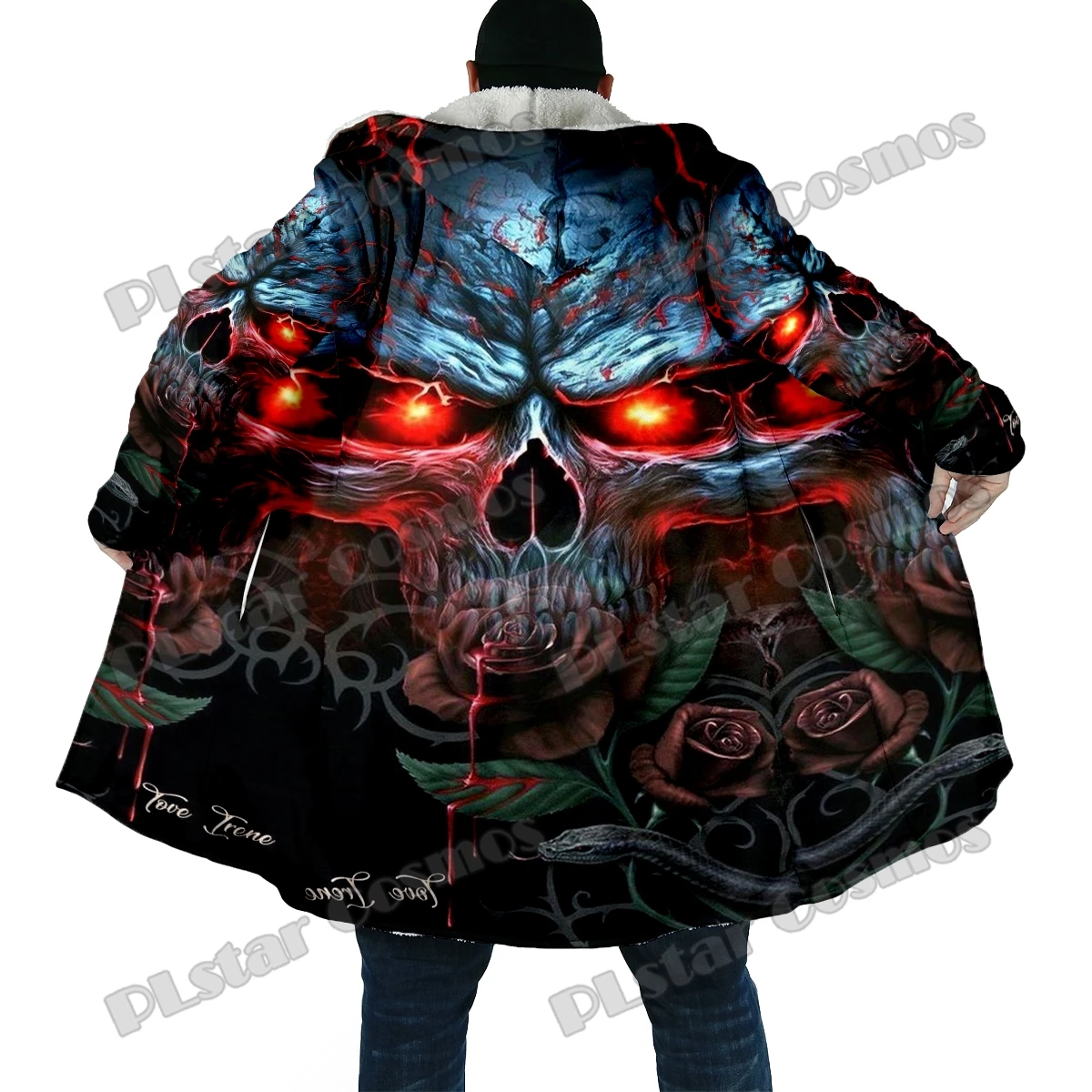 Capa con capucha de forro polar grueso Unisex, abrigo cálido informal con estampado 3D de calavera Grim Reaper, moda de invierno, DP47 - imagen 5