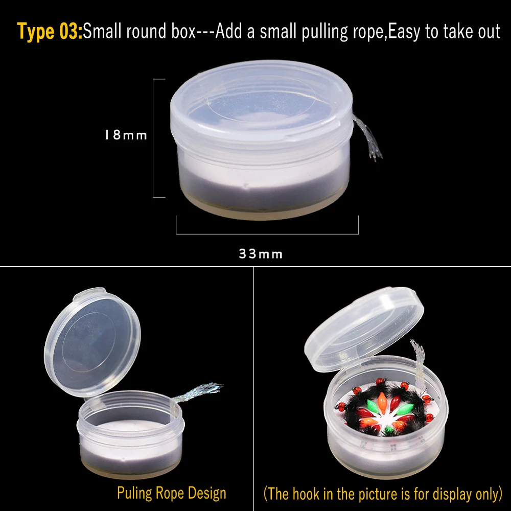Wifreo-caja de pesca con mosca transparente, diseño de espuma, insertar tipos pequeños, Mini almacenamiento de plástico, caja de aparejos de pesca - imagen 3