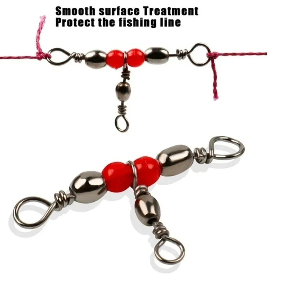 Conector de pesca de 30 piezas, aparejos giratorios de tres vías, anillo giratorio con cuentas para sedal de señuelo de anzuelo, accesorios de pesca - imagen 4