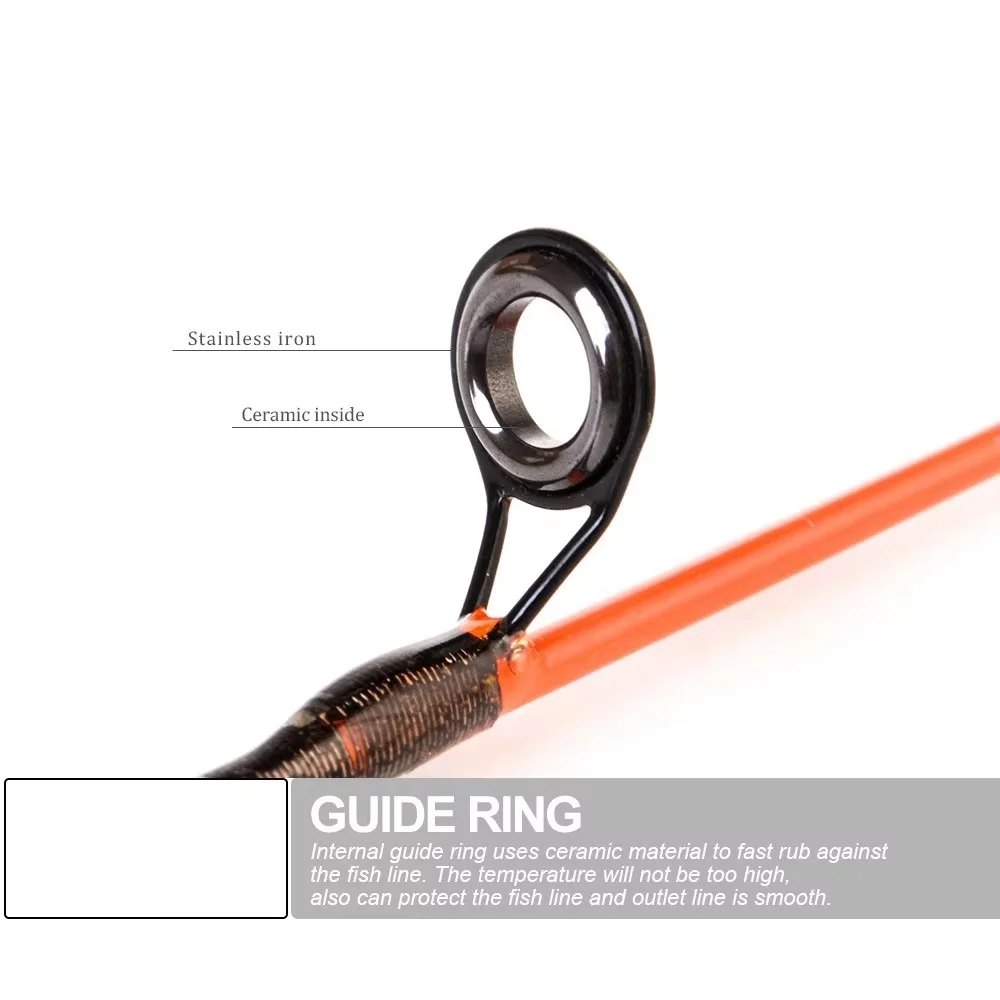 NGB 43cm caña giratoria de pesca en hielo portátil C.W L-H 2 secciones mango de madera fibra de vidrio Mini caña de pescar de invierno viaje - imagen 5