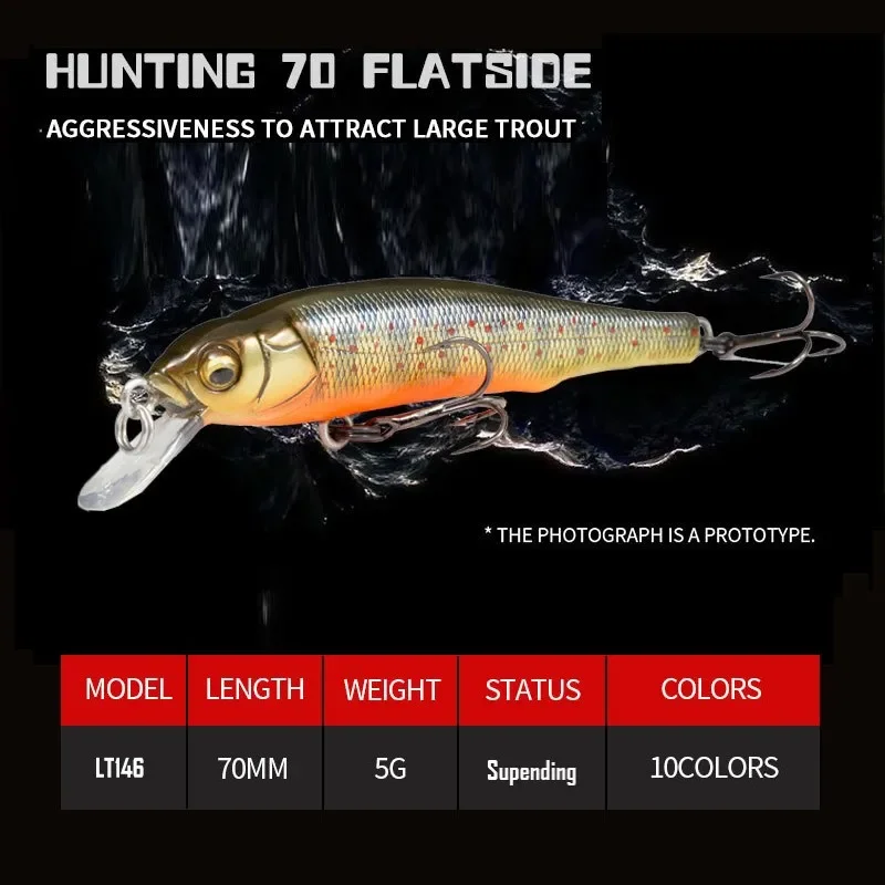 TSUYOKI Minnow-señuelo de pesca Wobbler para trucha de agua dulce, cebo Artificial, Lucio, carpa, Swimbait, Jackall GH 70, jerkbaits planos - imagen 3