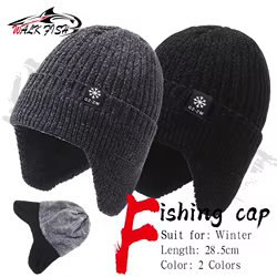 WALK FISH-Sombrero de pesca de invierno, protección para los oídos Unisex, además de terciopelo grueso, conducción al aire libre, cálido, a prueba de viento, tejido para invierno