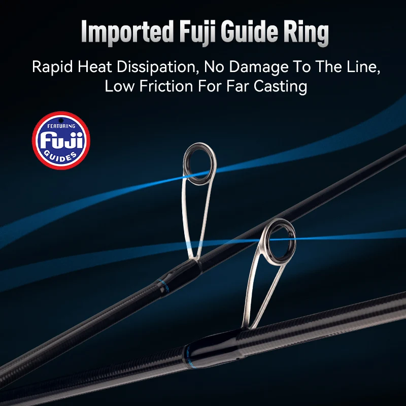 LEYDUN SHARKRY-caña de pescar con diseño de calamar, punta sólida ML, asiento de carrete de carbono ultraligero, guía FUJI, cañas giratorias - imagen 5