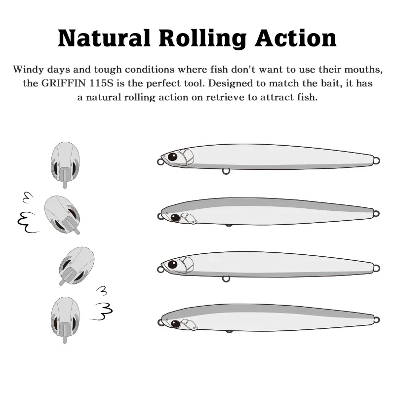 TSURINOYA 115S señuelo de pesca tipo lápiz hundido delgado GRIFFIN 115mm 20g pesca en el mar costero lubina pez azul Barracuda cebos duros - imagen 4