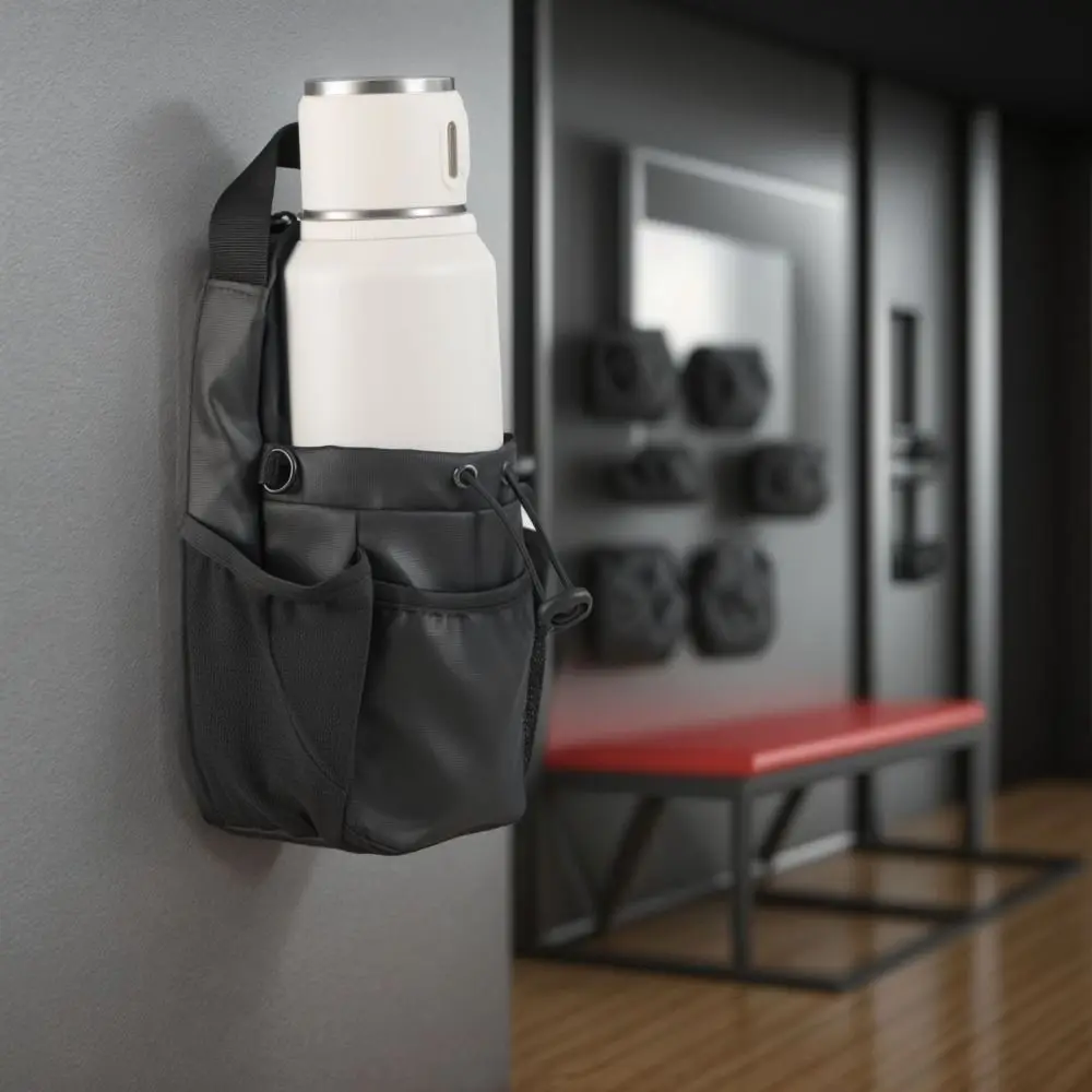 Bolsa Magnética para Botella de Agua con Cordón, Bolsa Deportiva Multicapa, Portátil, de Gran Capacidad, Cruzada, para Gimnasio y Fitness - imagen 3