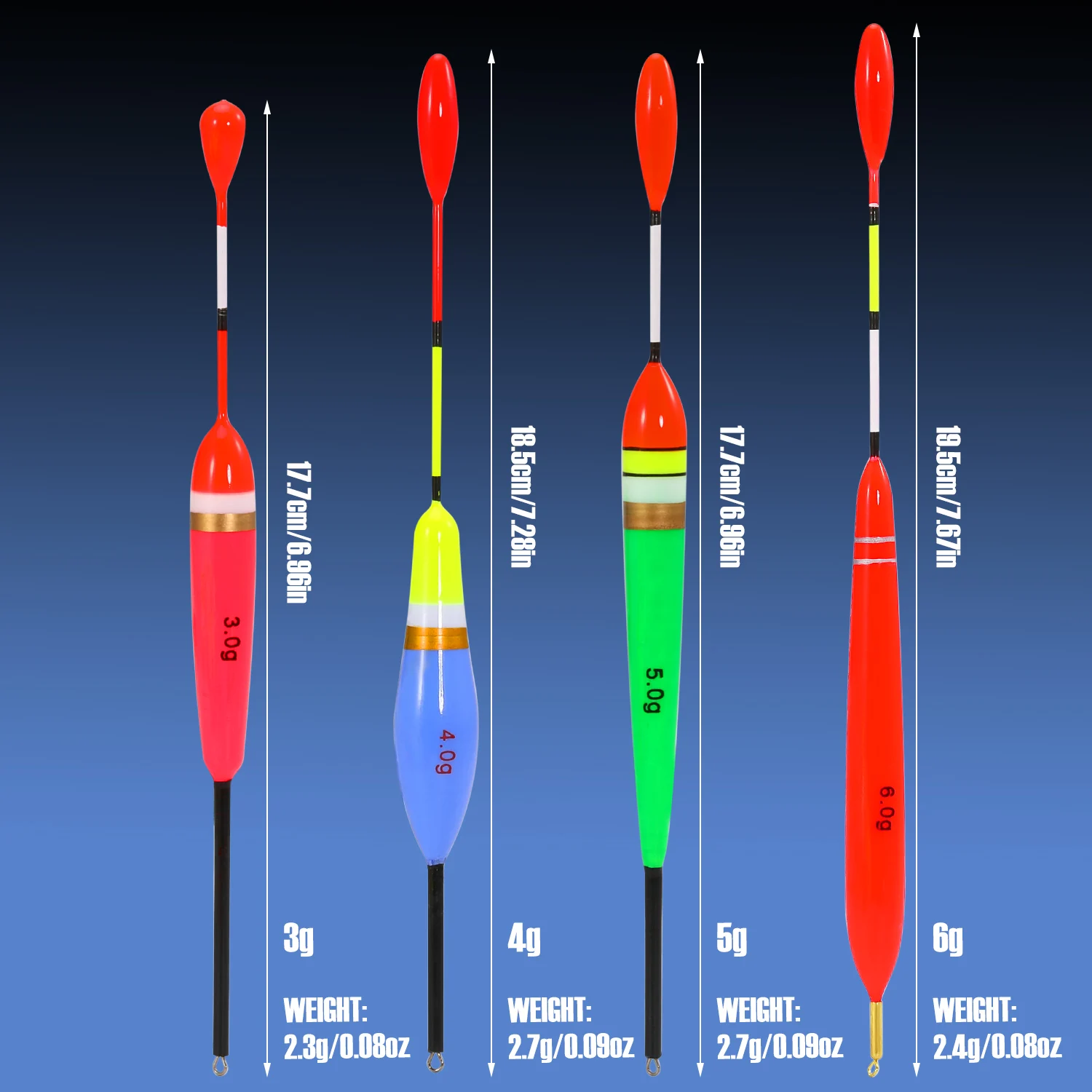 Sougayilang-Juego de flotadores de Pesca EVA, 10 unidades, 3-6g, flotador Vertical, cebo multifuncional, 4 colores, señuelo, aparejos de Pesca - imagen 4