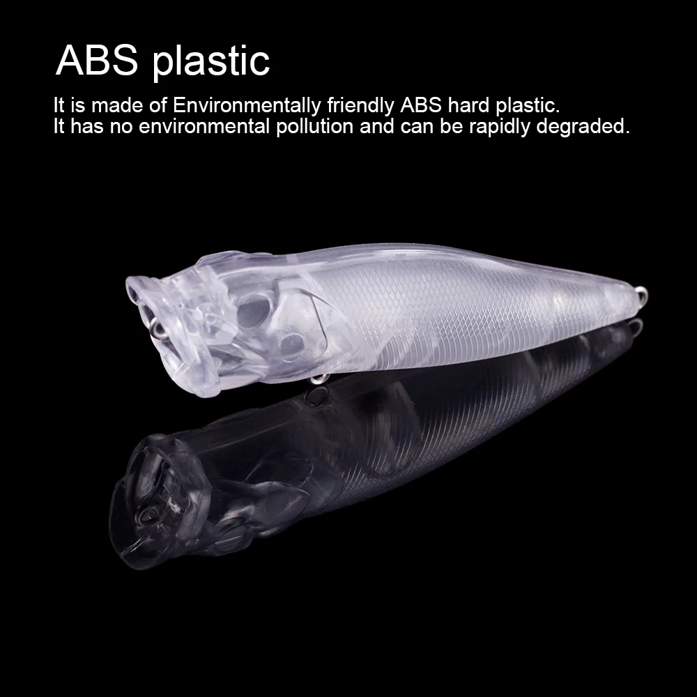 Hanlin-señuelo de pesca de plástico duro sin pintar, cebo Popper de boca grande, cuerpo transparente, 10/20 piezas, 9CM, 11G - imagen 5