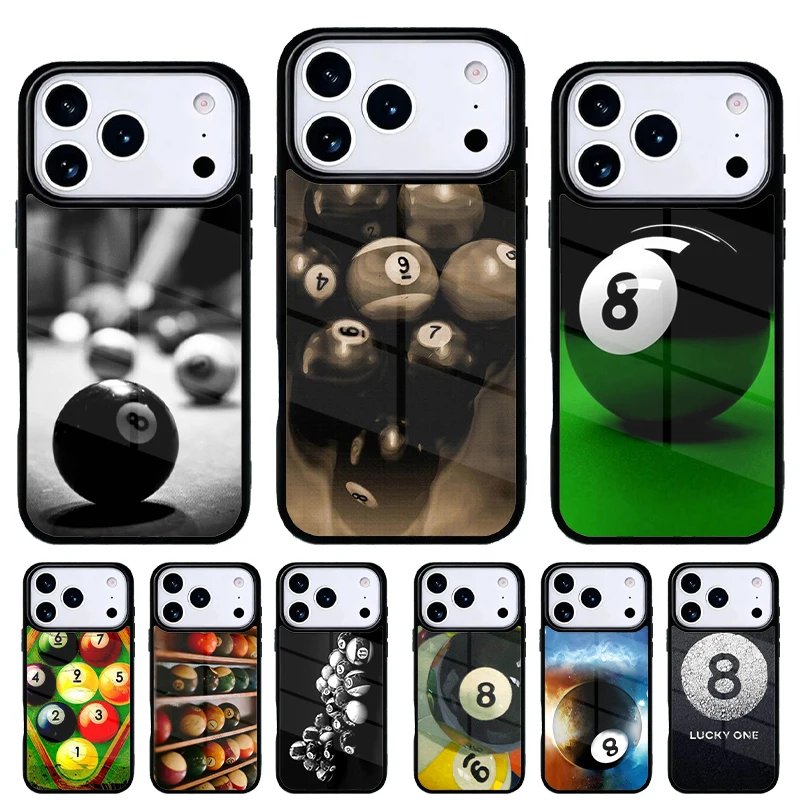 Funda de silicona para iPhone con diseño de billar y bola 8