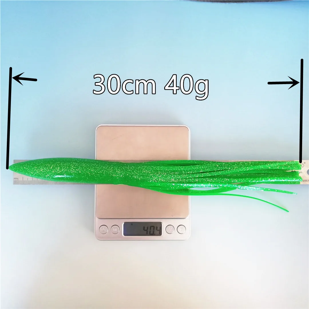 Señuelos luminosos de silicona para pesca en el mar, faldas de pulpo suaves de 7 piezas y 30cm, herramienta de ojo brillante 3D para pesca de calamar - imagen 2