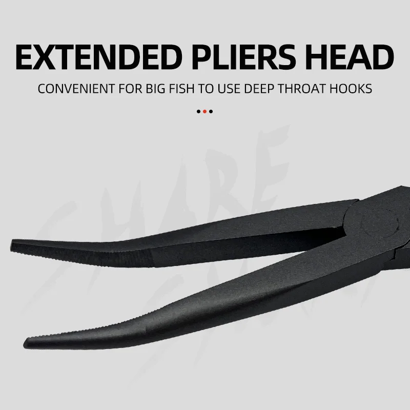 Alicates de pesca de punta larga, herramientas para quitar anzuelos, alicates de punta de aguja curvada de 11 pulgadas, alicates de largo alcance - imagen 4