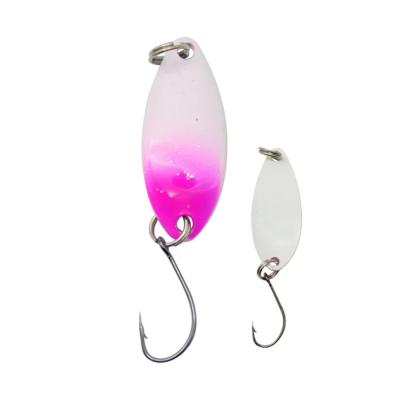Cuchara de pesca de Metal de doble color, 3g, 33mm, 6 piezas lote con gancho único afilado para pesca de trucha, lubina y caballa, 12 colores - imagen 3