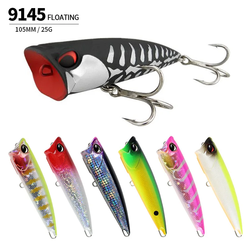 Señuelos de Pesca Popper de superficie de 105mm y 25g, cebo duro Artificial Wobbler para trucha de agua salada, lubina, Swimbait, accesorios de Pesca - imagen 2