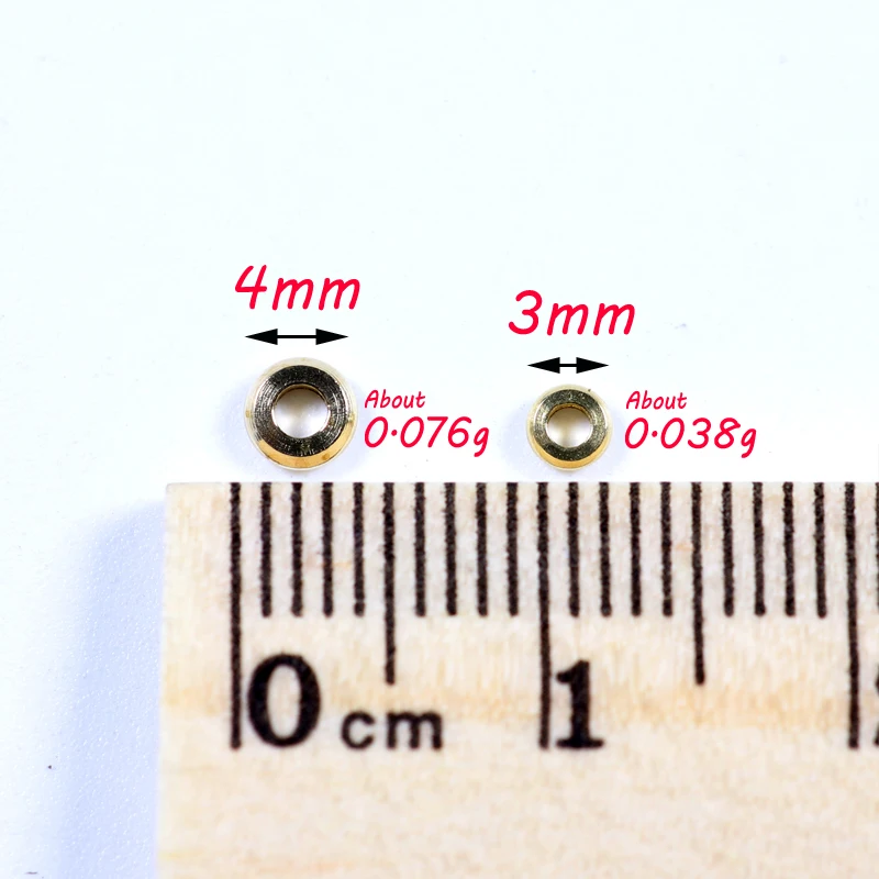 Bimoo-collar de bola de latón plano, accesorio de atado de moscas, ninfa, anillo de peso, materiales de atado de moscas Extra plisados, 3mm, 4mm, 50 unids/bolsa - imagen 3