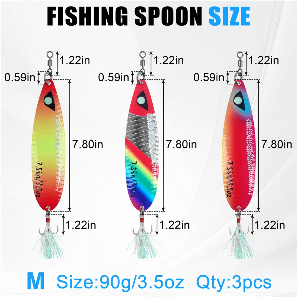 Señuelos de pesca Jigging de aguas profundas, 3 uds., 3,5/4OZ, plantillas de Metal grandes, cebos de cuchara de pesca Striper para lubina a rayas, salmón - imagen 2