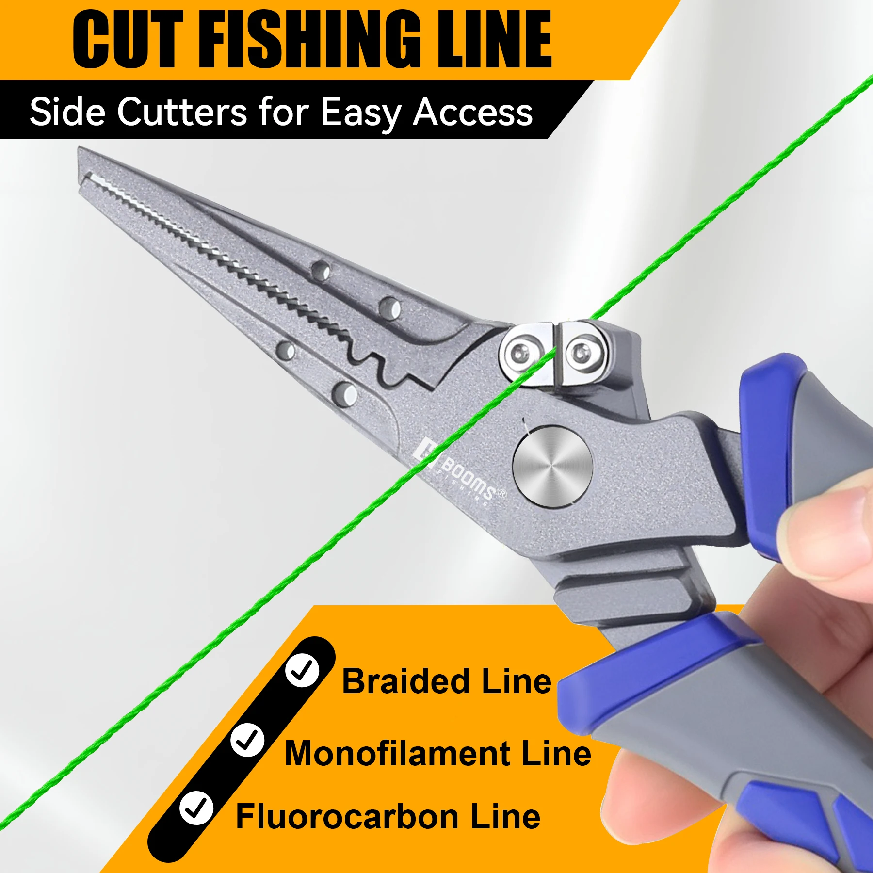 Booms-Alicates de pesca de acero al carbono, cortadores de línea trenzada multifuncionales, alicates removedores de anzuelos, herramientas de aparejos de pesca - imagen 3